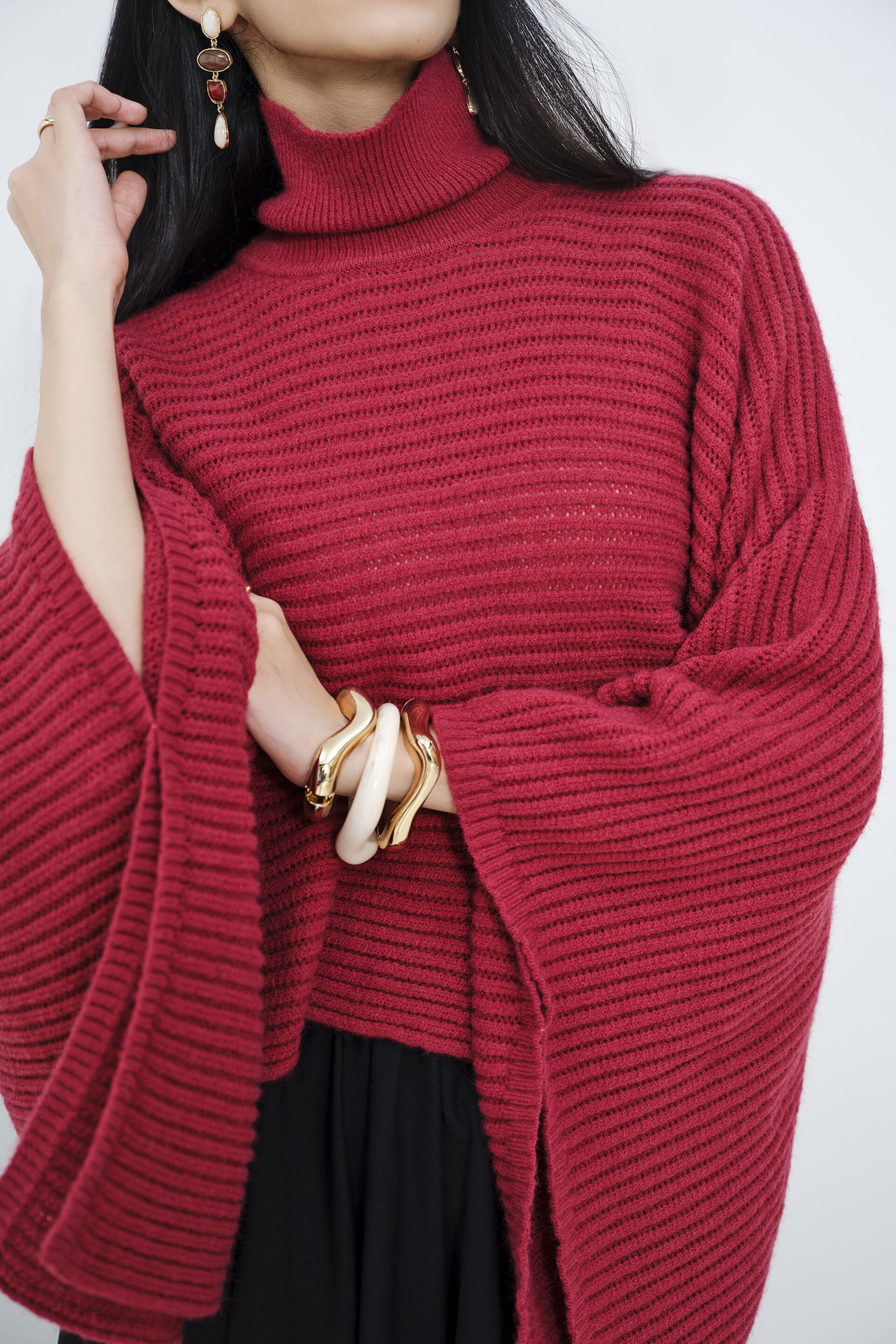 Deep Carmine Red Sweater, Wine, image 7